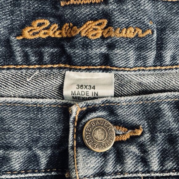 Eddie Bauer Straight Jeans Mens 36 Measures 36x32.5 Medium Blue Cotton Denim - Picture 4 of 11